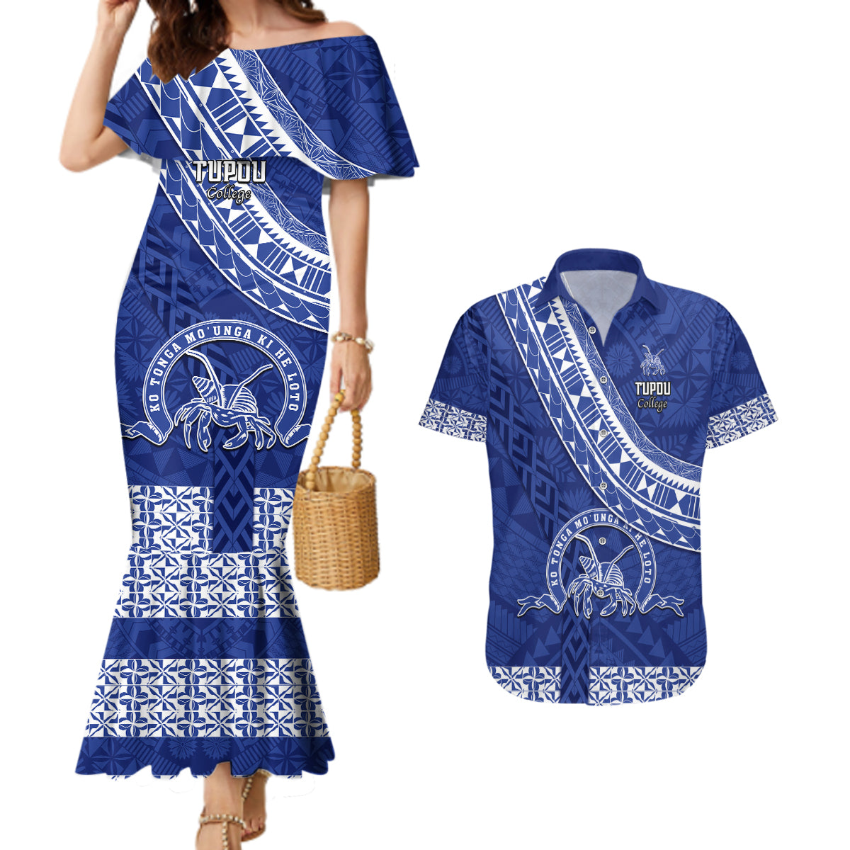 custom-tupou-college-couples-matching-mermaid-dress-and-hawaiian-shirt-tongan-kupesi-pattern