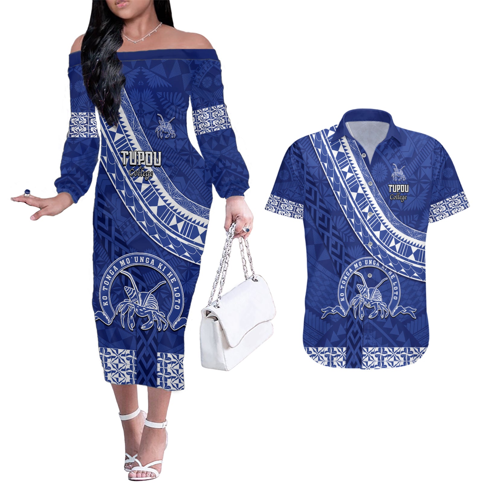 custom-tupou-college-couples-matching-off-the-shoulder-long-sleeve-dress-and-hawaiian-shirt-tongan-kupesi-pattern