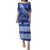 Custom Tupou College Family Matching Puletasi Dress and Hawaiian Shirt Tongan Kupesi Pattern LT05 Mom's Dress Blue - Polynesian Pride