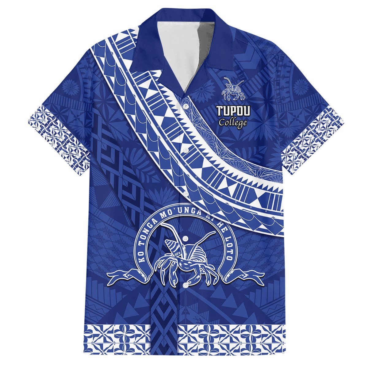 Custom Tupou College Hawaiian Shirt Tongan Kupesi Pattern LT05 Blue - Polynesian Pride