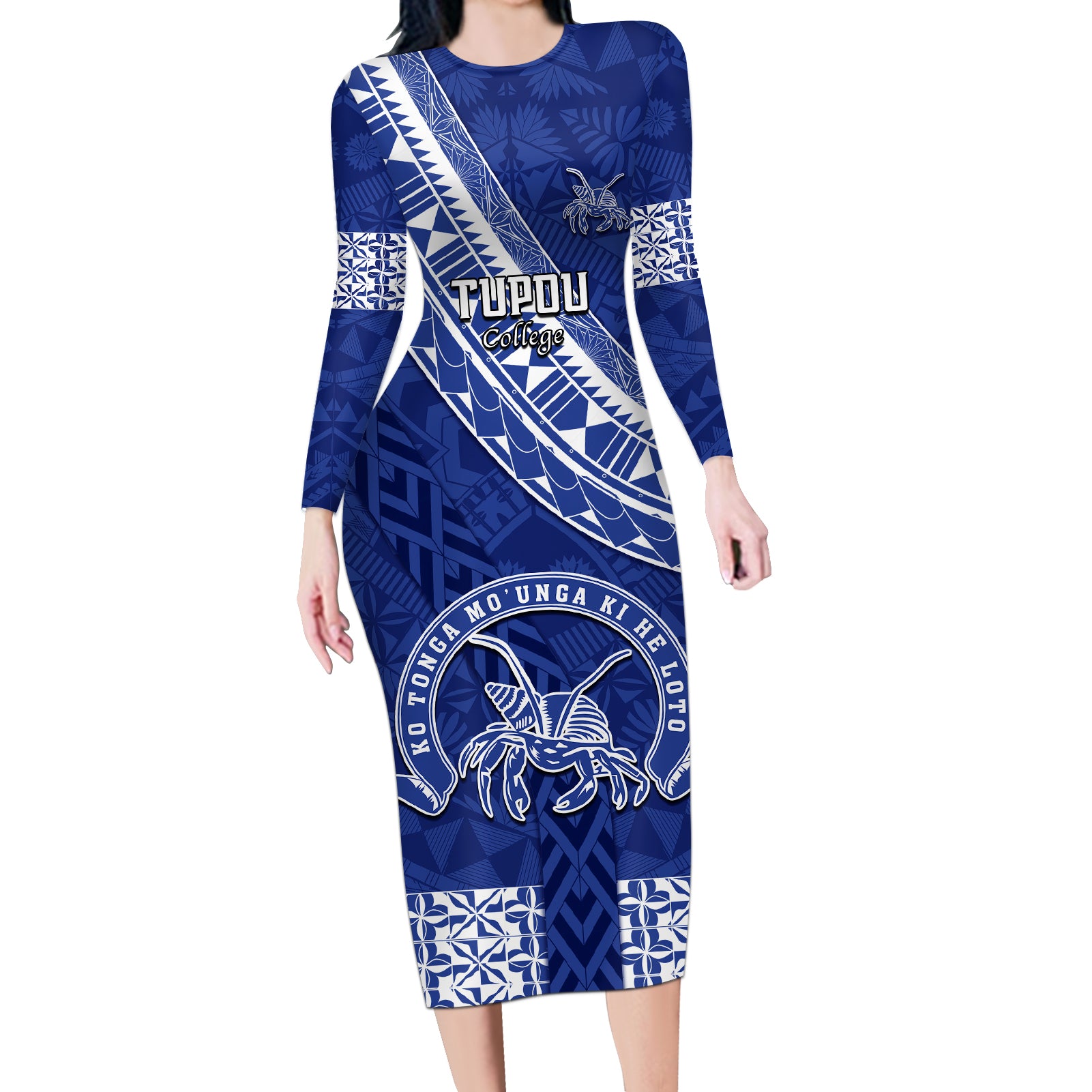 custom-tupou-college-long-sleeve-bodycon-dress-tongan-kupesi-pattern