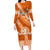 Custom Tailulu College Family Matching Long Sleeve Bodycon Dress and Hawaiian Shirt Tongan Kupesi Pattern LT05 Mom's Dress Orange - Polynesian Pride