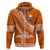 Custom Tailulu College Hoodie Tongan Kupesi Pattern LT05 Zip Hoodie Orange - Polynesian Pride