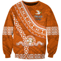 Custom Tailulu College Sweatshirt Tongan Kupesi Pattern LT05 Unisex Orange - Polynesian Pride