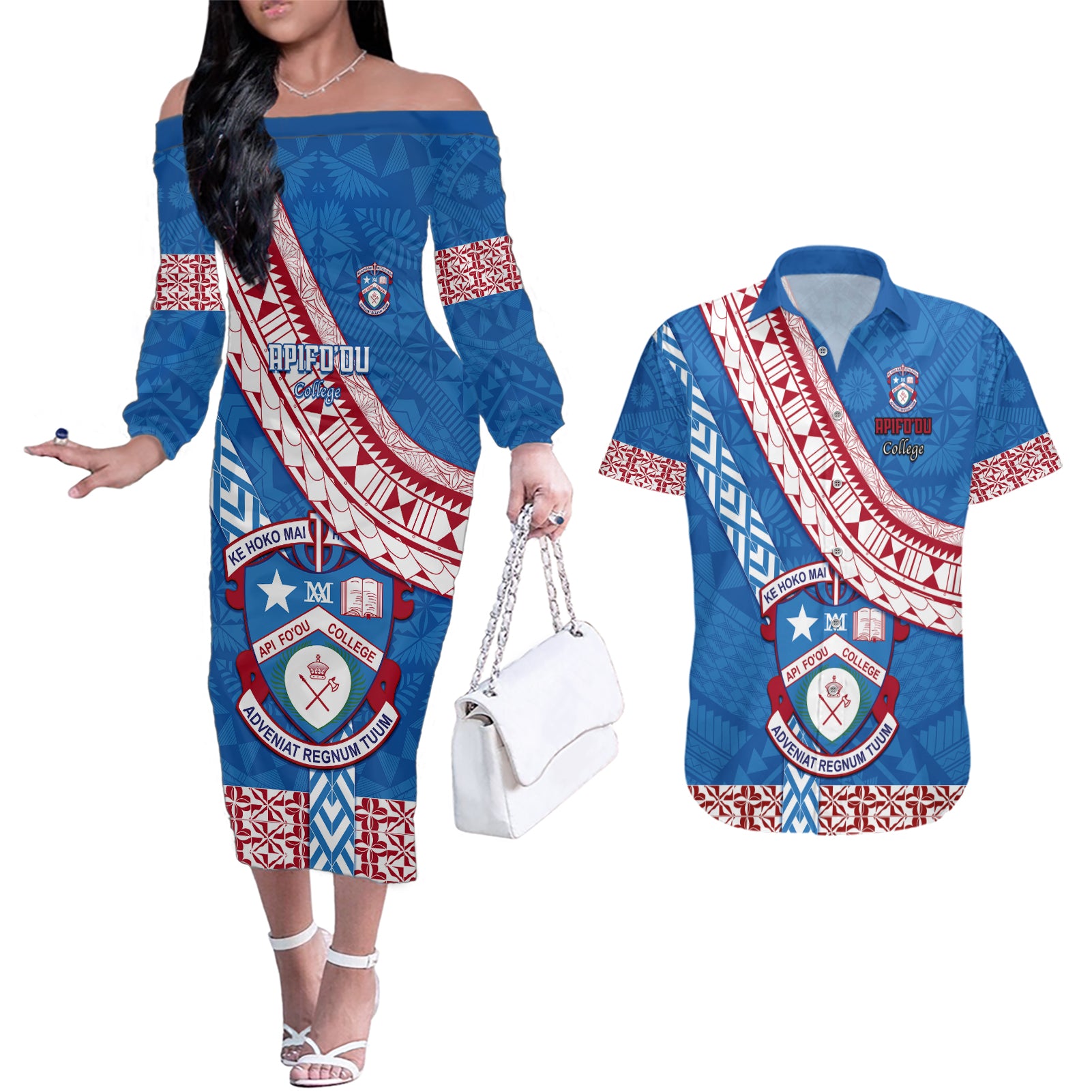 custom-apifoou-college-couples-matching-off-the-shoulder-long-sleeve-dress-and-hawaiian-shirt-tongan-kupesi-pattern