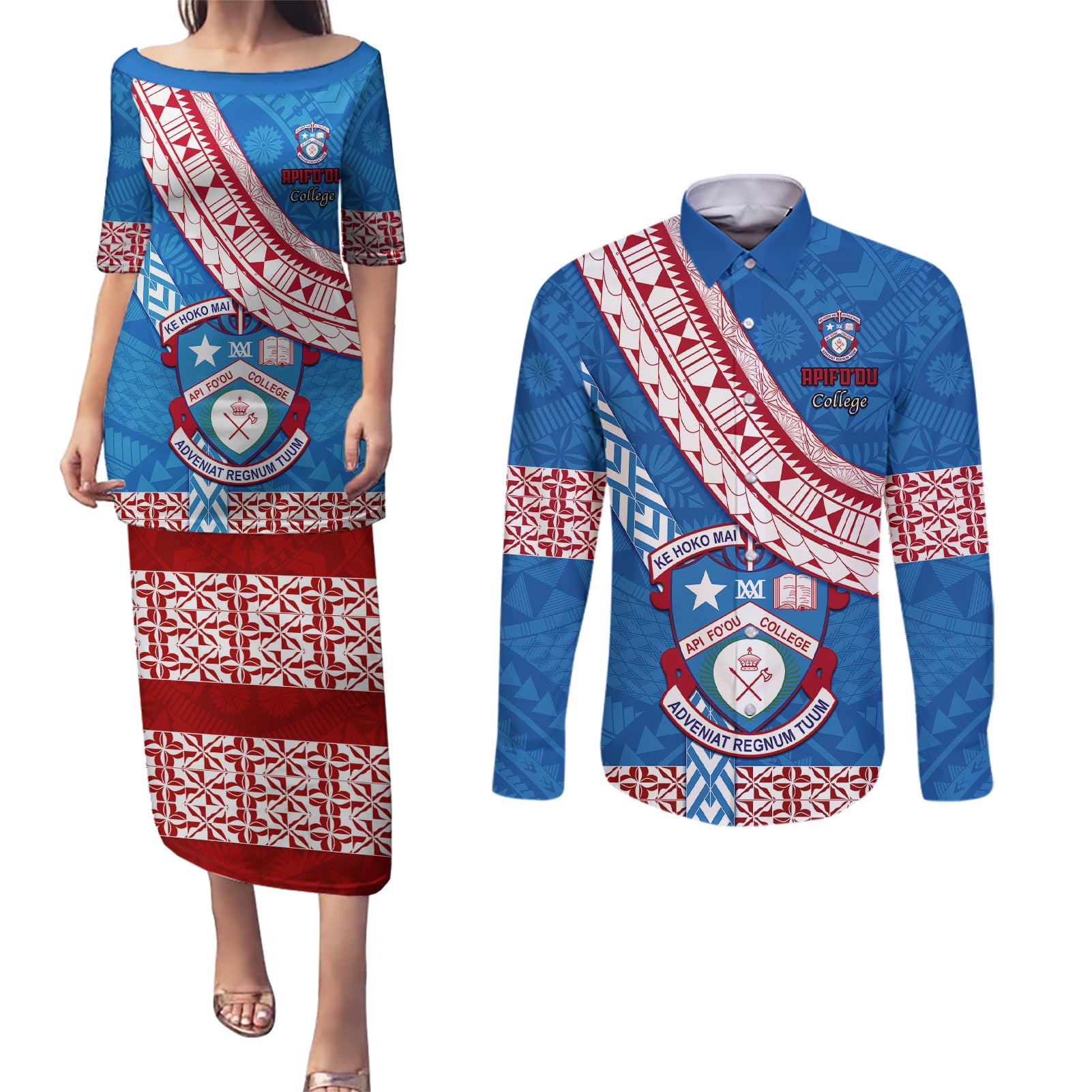 custom-apifoou-college-couples-matching-puletasi-dress-and-long-sleeve-button-shirts-tongan-kupesi-pattern