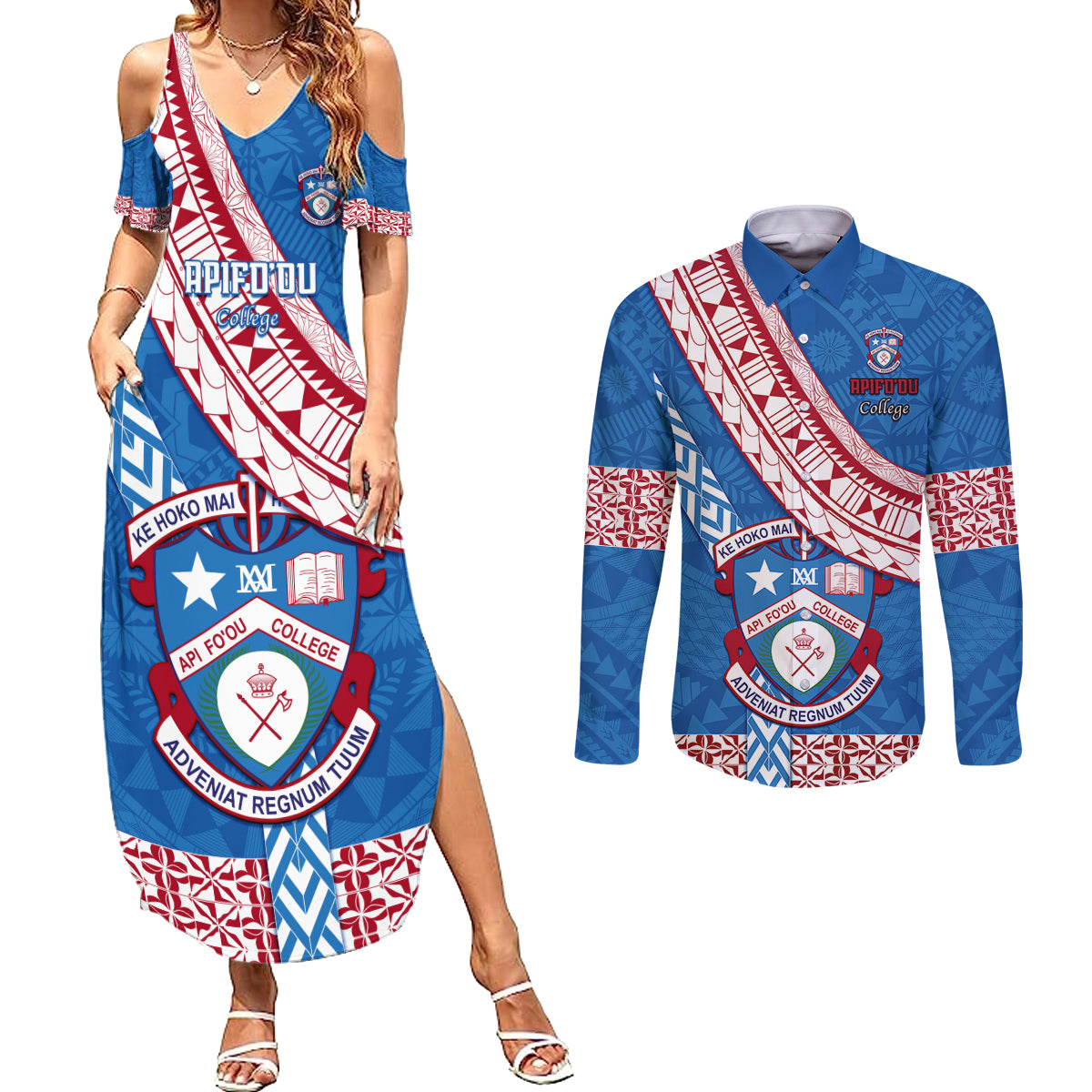 custom-apifoou-college-couples-matching-summer-maxi-dress-and-long-sleeve-button-shirts-tongan-kupesi-pattern