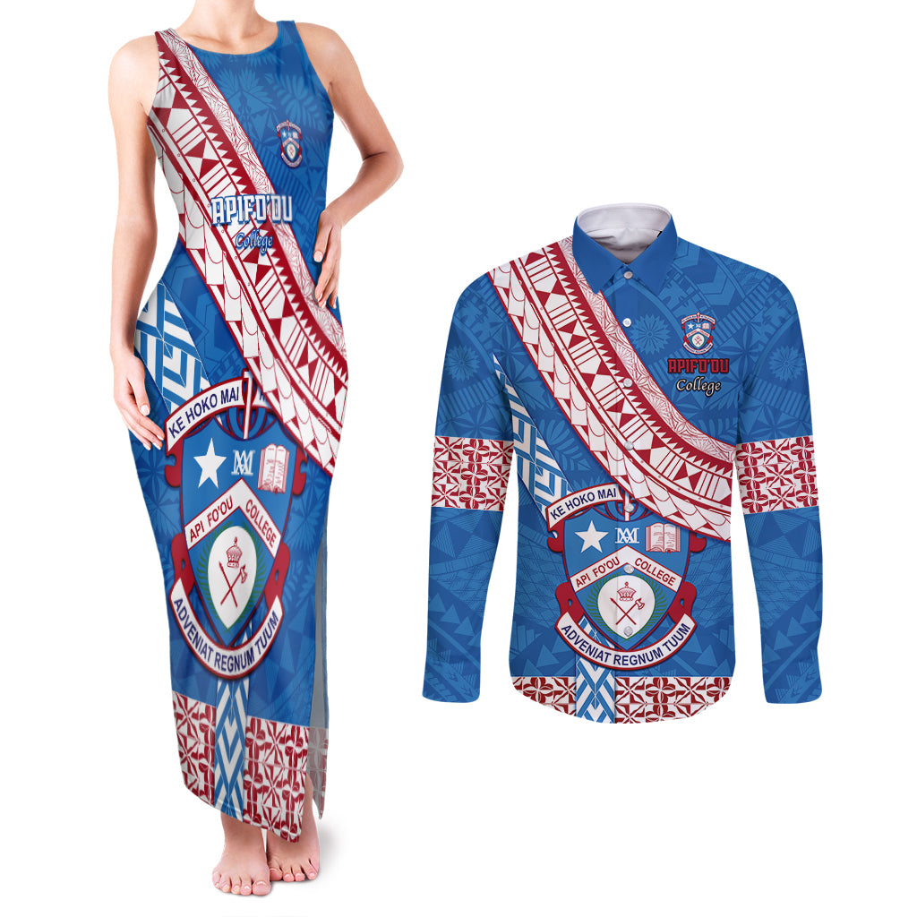 custom-apifoou-college-couples-matching-tank-maxi-dress-and-long-sleeve-button-shirts-tongan-kupesi-pattern