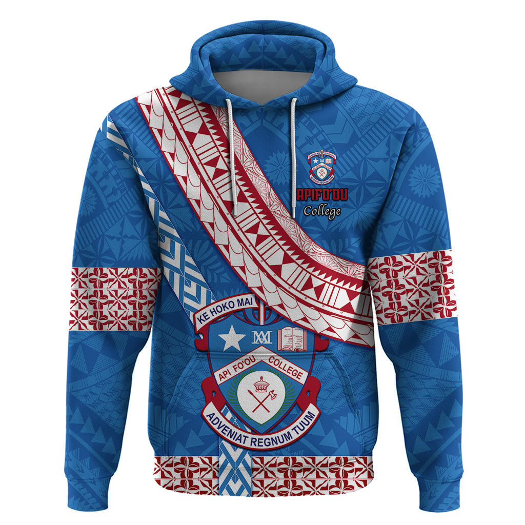 Custom Apifoou College Hoodie Tongan Kupesi Pattern LT05 Pullover Hoodie Blue - Polynesian Pride