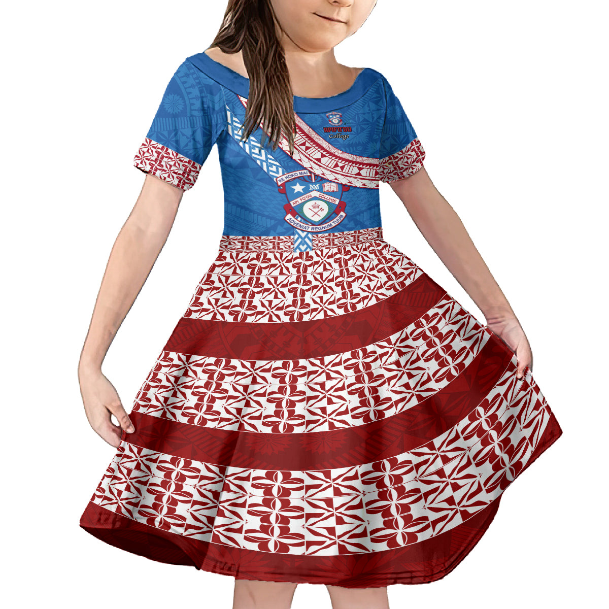 custom-apifoou-college-kid-short-sleeve-dress-tongan-kupesi-pattern