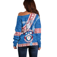 Custom Apifoou College Off Shoulder Sweater Tongan Kupesi Pattern LT05 - Polynesian Pride