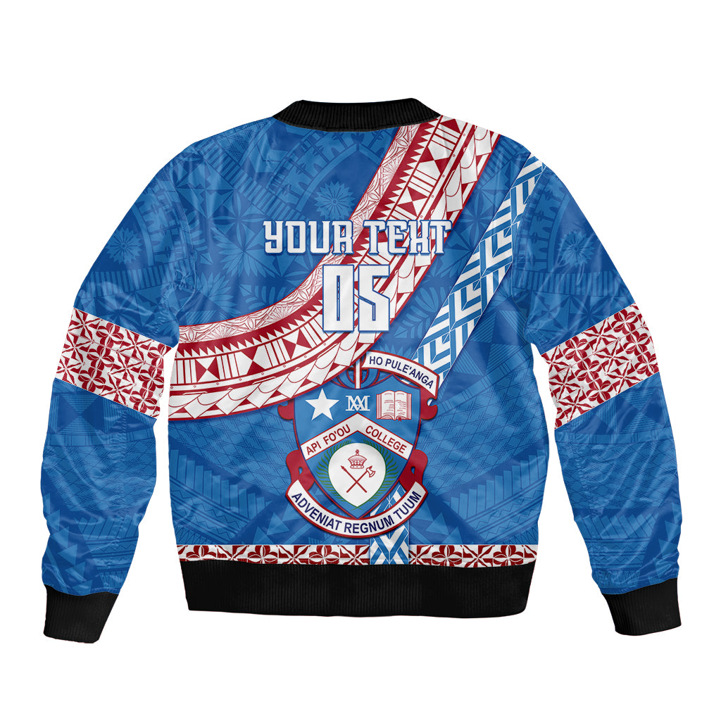 Custom Apifoou College Sleeve Zip Bomber Jacket Tongan Kupesi Pattern LT05 - Polynesian Pride