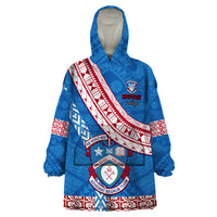 Custom Apifoou College Wearable Blanket Hoodie Tongan Kupesi Pattern LT05 One Size Blue - Polynesian Pride