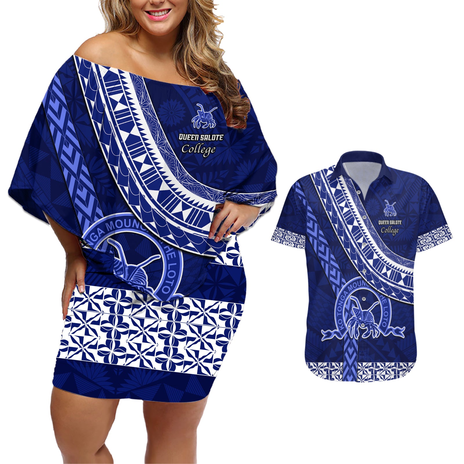 custom-queen-salote-college-couples-matching-off-shoulder-short-dress-and-hawaiian-shirt-tongan-kupesi-pattern