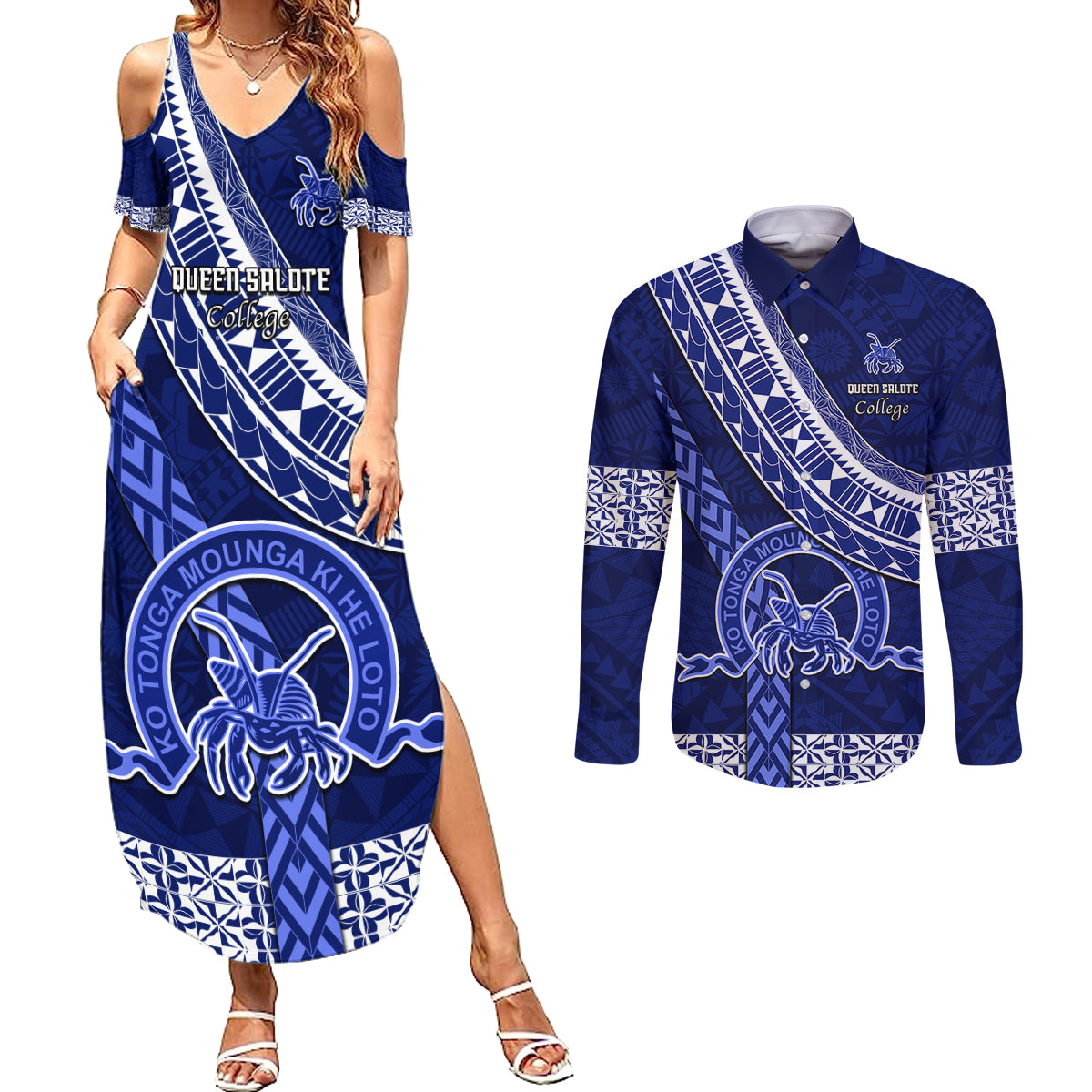 custom-queen-salote-college-couples-matching-summer-maxi-dress-and-long-sleeve-button-shirts-tongan-kupesi-pattern