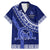 Custom Queen Salote College Family Matching Mermaid Dress and Hawaiian Shirt Tongan Kupesi Pattern LT05 Dad's Shirt - Short Sleeve Blue - Polynesian Pride