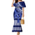 Custom Queen Salote College Family Matching Mermaid Dress and Hawaiian Shirt Tongan Kupesi Pattern LT05 Mom's Dress Blue - Polynesian Pride