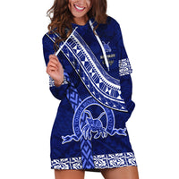 Custom Queen Salote College Hoodie Dress Tongan Kupesi Pattern LT05 Blue - Polynesian Pride