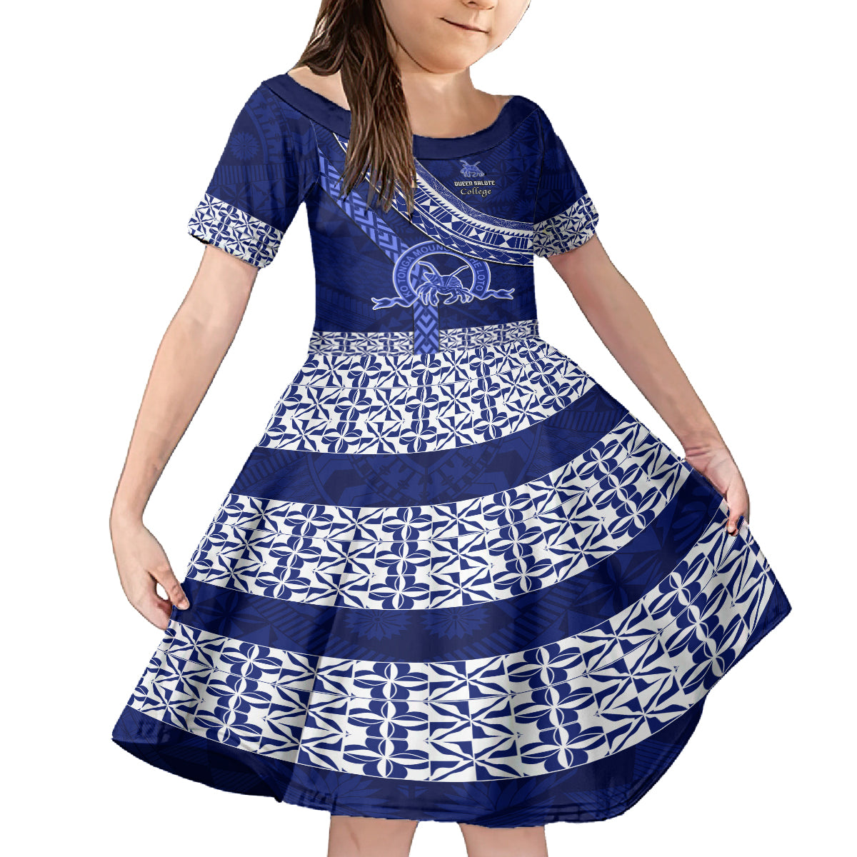 custom-queen-salote-college-kid-short-sleeve-dress-tongan-kupesi-pattern