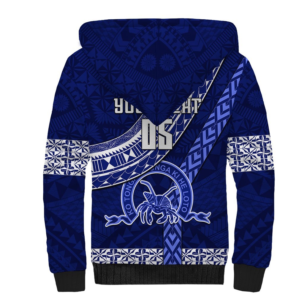 Custom Queen Salote College Sherpa Hoodie Tongan Kupesi Pattern LT05 - Polynesian Pride