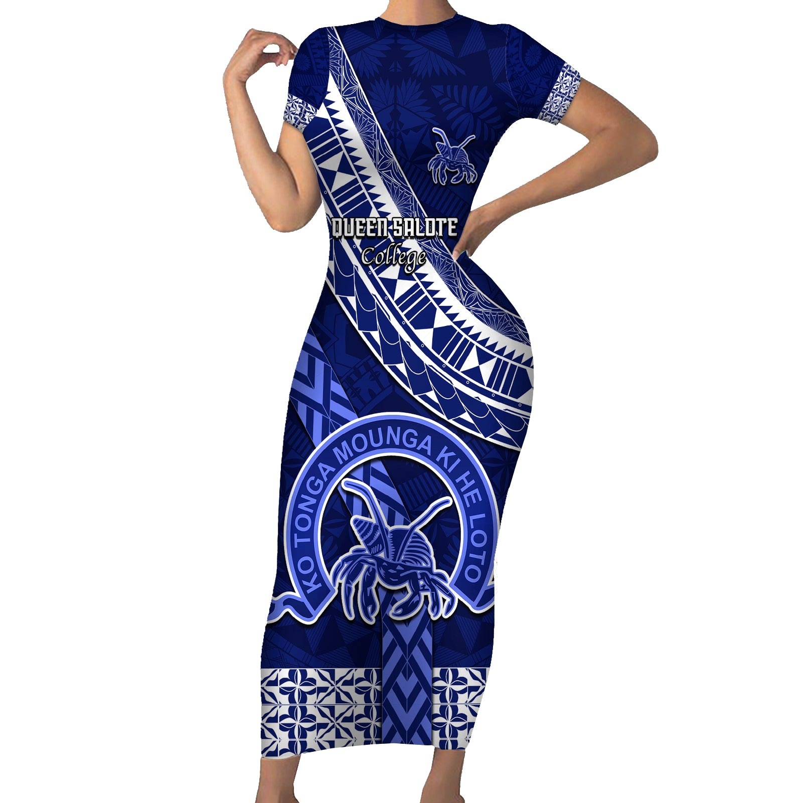 custom-queen-salote-college-short-sleeve-bodycon-dress-tongan-kupesi-pattern