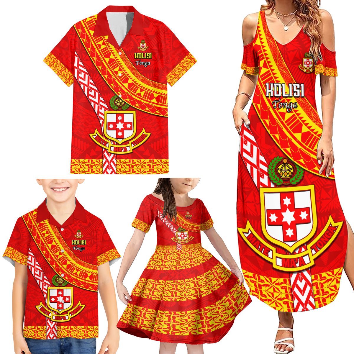 Custom Kolisi Tonga Family Matching Summer Maxi Dress and Hawaiian Shirt Tongan Kupesi Pattern LT05 - Polynesian Pride