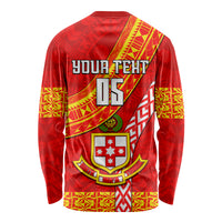 Custom Kolisi Tonga Long Sleeve Shirt Tongan Kupesi Pattern LT05 - Polynesian Pride