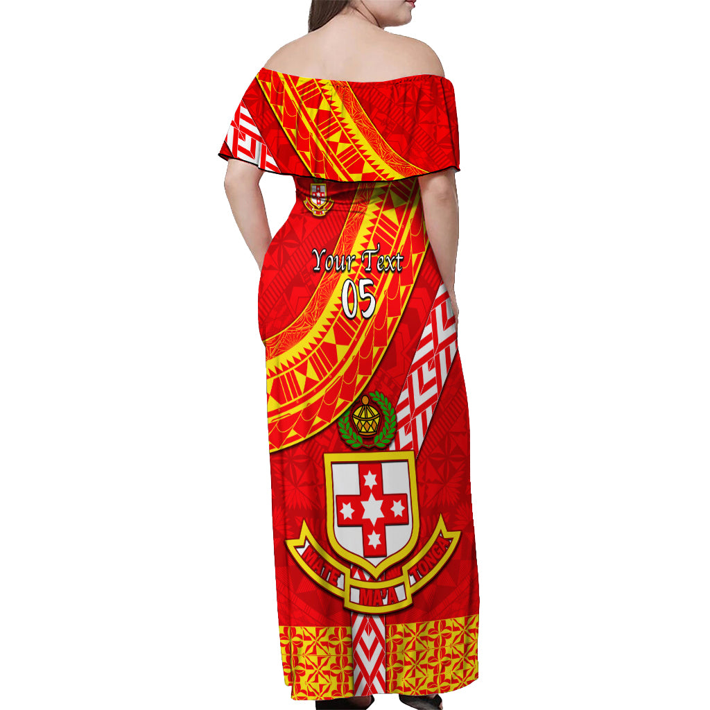 Custom Kolisi Tonga Off Shoulder Maxi Dress Tongan Kupesi Pattern LT05 - Polynesian Pride