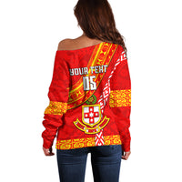 Custom Kolisi Tonga Off Shoulder Sweater Tongan Kupesi Pattern LT05 - Polynesian Pride