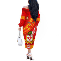 Custom Kolisi Tonga Off The Shoulder Long Sleeve Dress Tongan Kupesi Pattern LT05 - Polynesian Pride