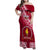 Custom Beulah College Family Matching Off Shoulder Maxi Dress and Hawaiian Shirt Tongan Kupesi Pattern LT05 Mom's Dress Red - Polynesian Pride