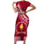 Custom Beulah College Family Matching Short Sleeve Bodycon Dress and Hawaiian Shirt Tongan Kupesi Pattern LT05 Mom's Dress Red - Polynesian Pride