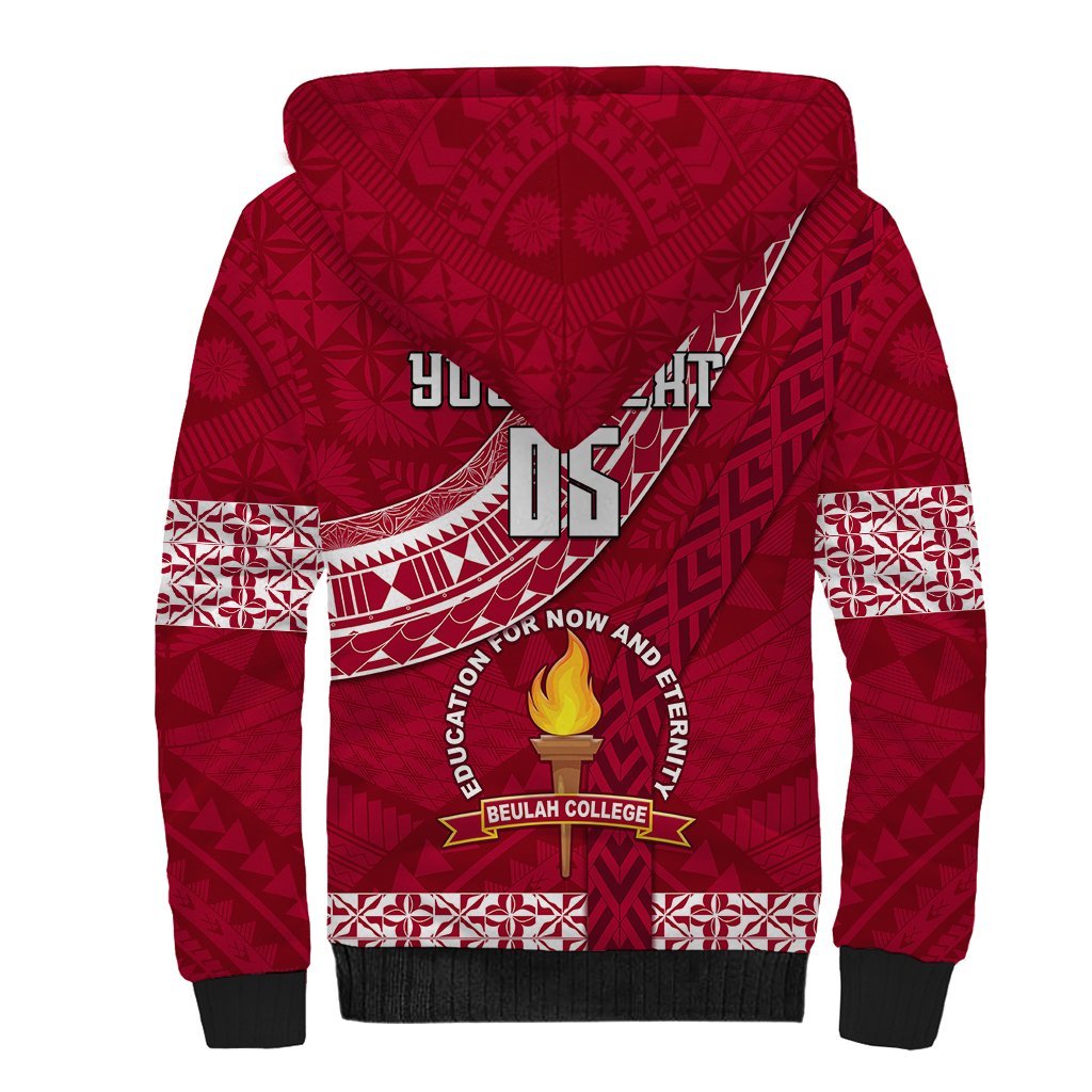 Custom Beulah College Sherpa Hoodie Tongan Kupesi Pattern LT05 - Polynesian Pride