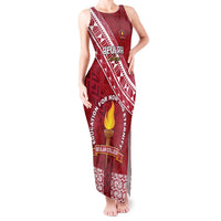 Custom Beulah College Tank Maxi Dress Tongan Kupesi Pattern LT05 Women Red - Polynesian Pride