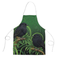 New Zealand Black Robin Apron Karure Maori Koru Art Tattoo LT05 Green - Polynesian Pride