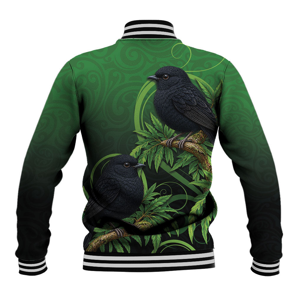 New Zealand Black Robin Baseball Jacket Karure Maori Koru Art Tattoo LT05 - Polynesian Pride