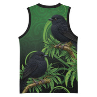 New Zealand Black Robin Basketball Jersey Karure Maori Koru Art Tattoo LT05 - Polynesian Pride