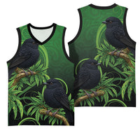 New Zealand Black Robin Basketball Jersey Karure Maori Koru Art Tattoo LT05 - Polynesian Pride