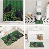 New Zealand Black Robin Bathroom Set Karure Maori Koru Art Tattoo LT05 - Polynesian Pride