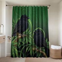 New Zealand Black Robin Bathroom Set Karure Maori Koru Art Tattoo LT05 Shower Curtain Only Green - Polynesian Pride