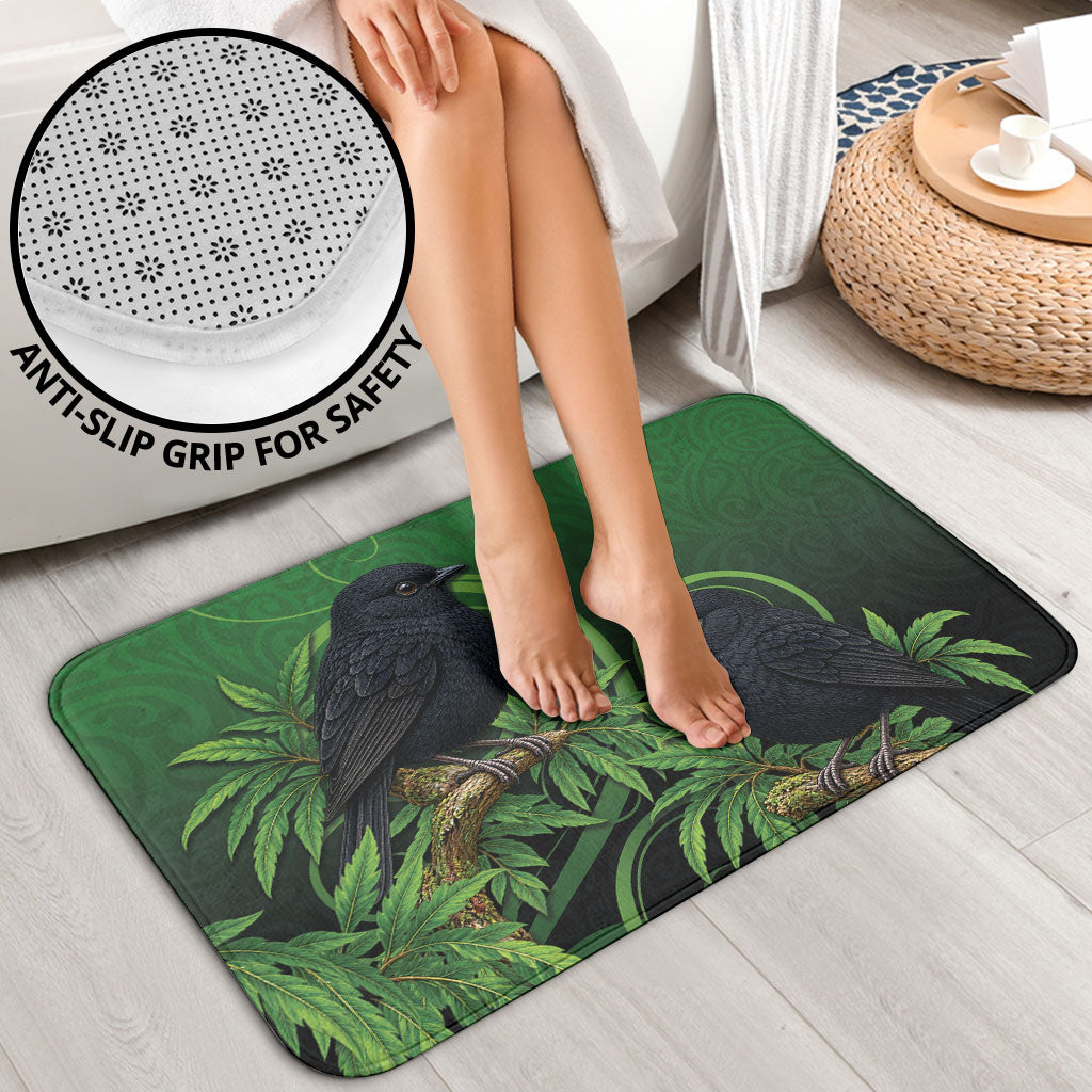 New Zealand Black Robin Bathroom Set Karure Maori Koru Art Tattoo LT05 - Polynesian Pride