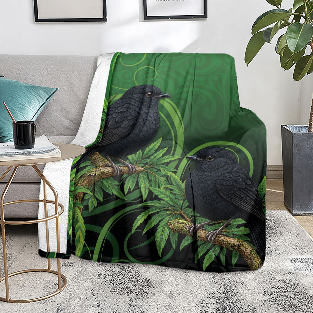 New Zealand Black Robin Blanket Karure Maori Koru Art Tattoo LT05 - Polynesian Pride