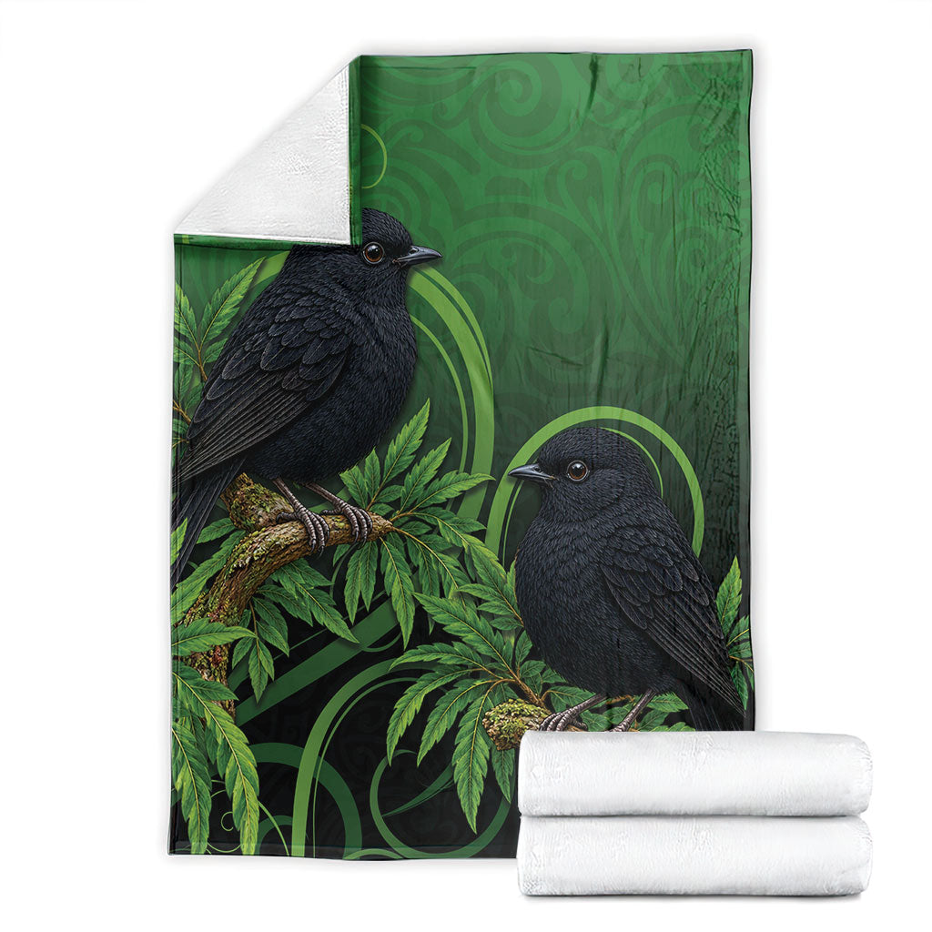 New Zealand Black Robin Blanket Karure Maori Koru Art Tattoo LT05 - Polynesian Pride