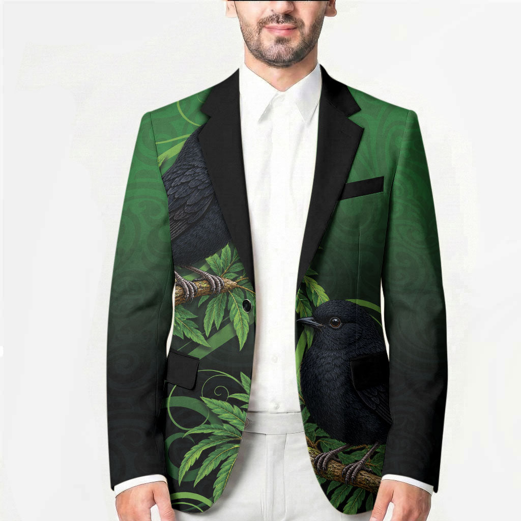 New Zealand Black Robin Blazer Karure Maori Koru Art Tattoo LT05 - Polynesian Pride