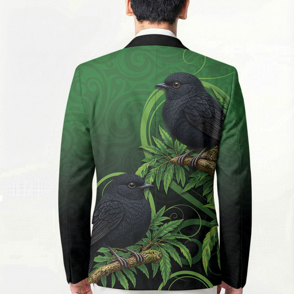 New Zealand Black Robin Blazer Karure Maori Koru Art Tattoo LT05 - Polynesian Pride