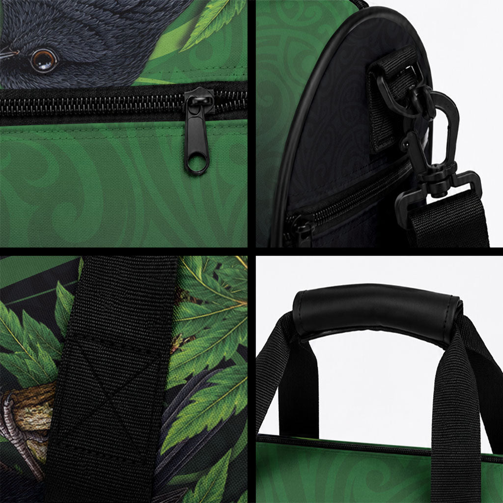 New Zealand Black Robin Duffle Bag Karure Maori Koru Art Tattoo LT05 - Polynesian Pride
