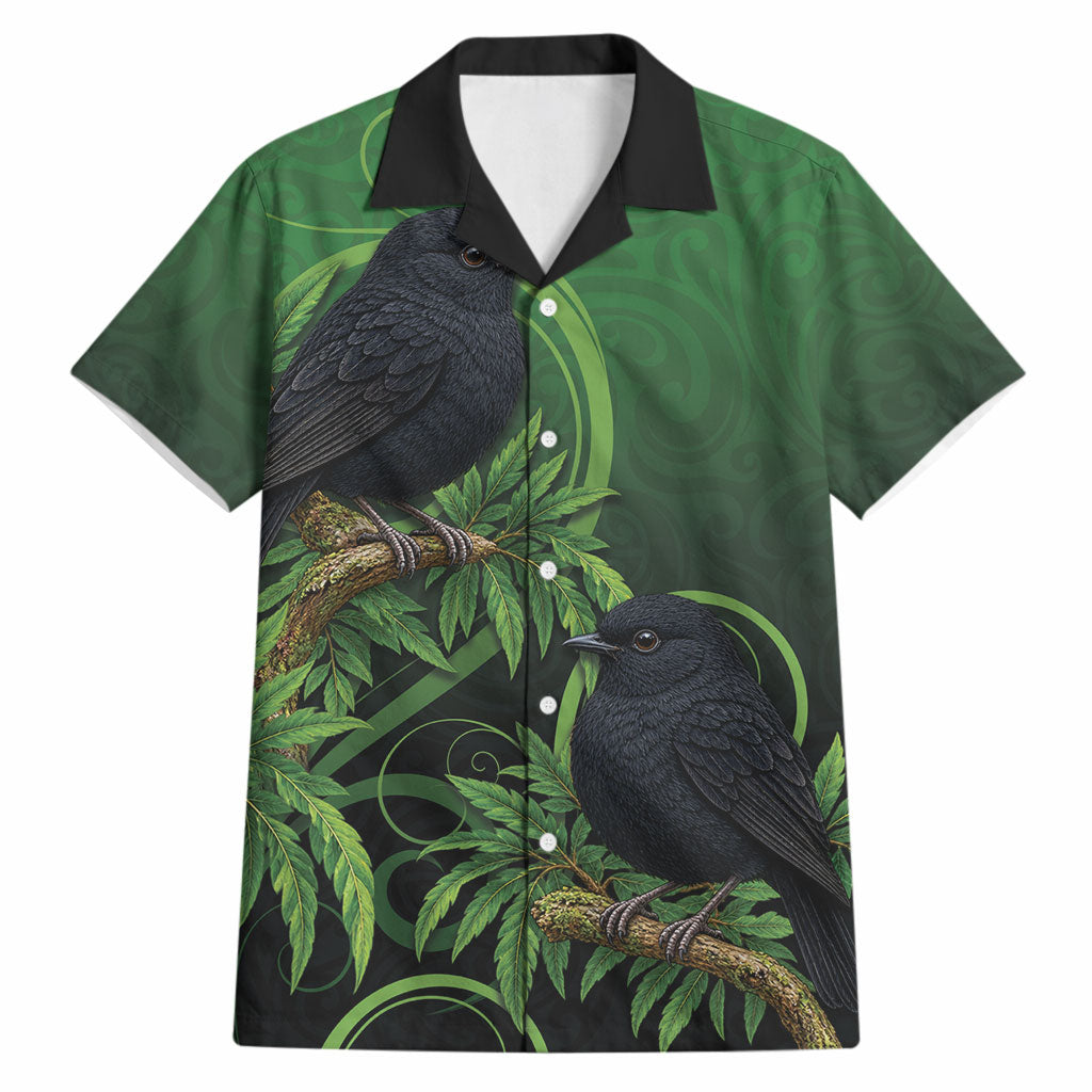 New Zealand Black Robin Hawaiian Shirt Karure Maori Koru Art Tattoo LT05 Green - Polynesian Pride