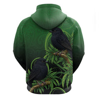 New Zealand Black Robin Hoodie Karure Maori Koru Art Tattoo LT05 - Polynesian Pride