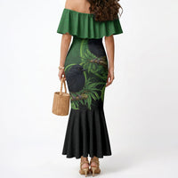New Zealand Black Robin Mermaid Dress Karure Maori Koru Art Tattoo LT05 - Polynesian Pride