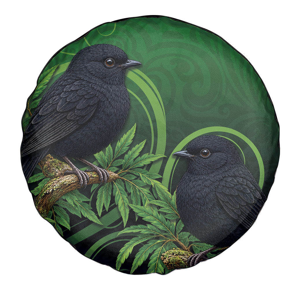 New Zealand Black Robin Spare Tire Cover Karure Maori Koru Art Tattoo LT05 - Polynesian Pride